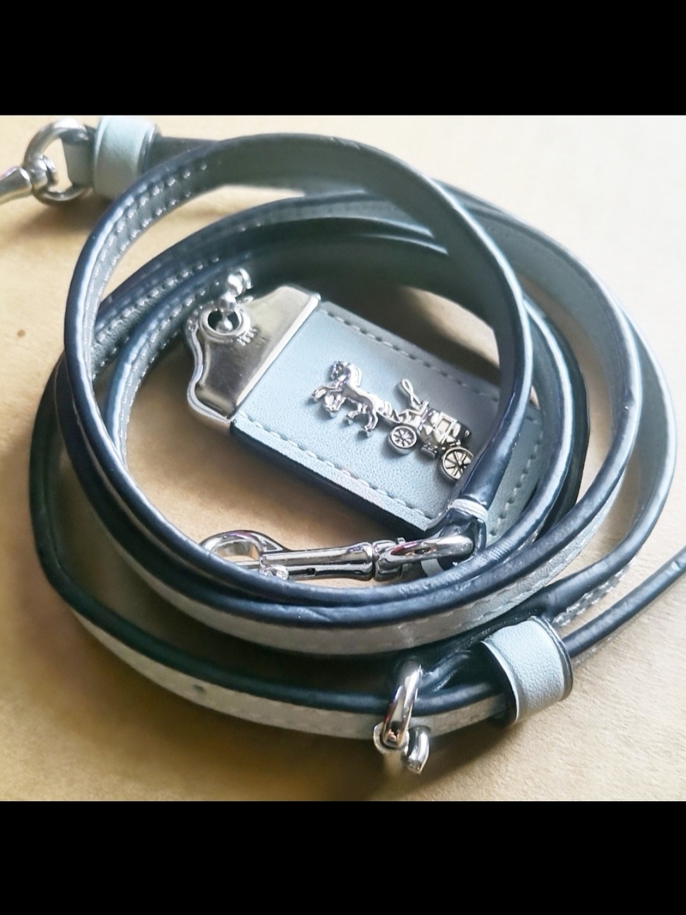 Coach Pale Light Blue Adjustable Strap & Tag 1941 Style , LIKE NEW